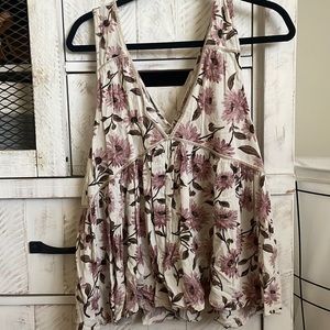 Flowery floral tank with velvet detail